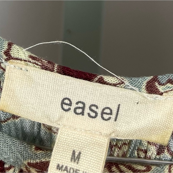 Easel Medium Boho Sunflower Floral Cold Shoulder Tassel Pleat Flowy Dress Loose - Picture 5 of 8